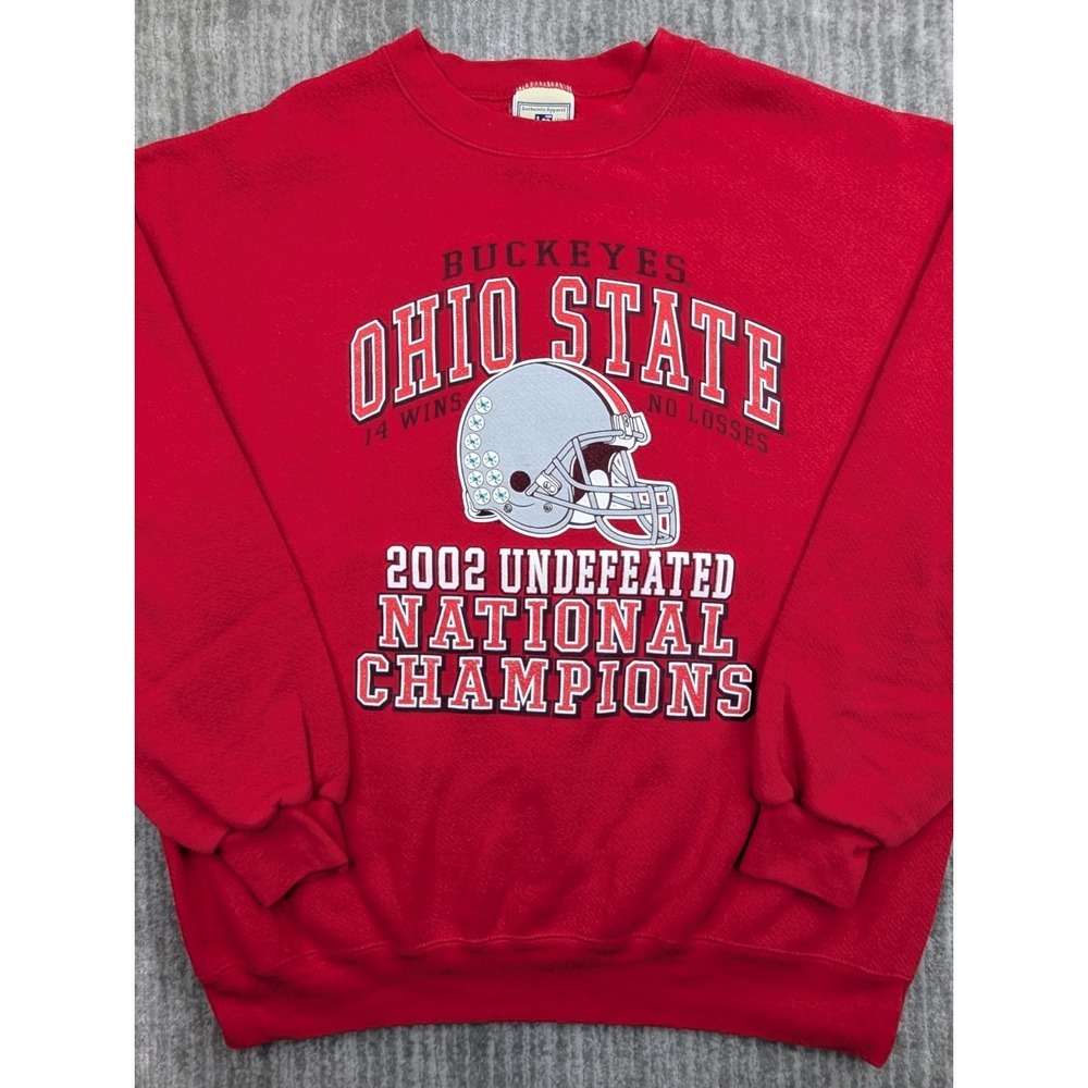 VTG Ohio State Buckeyes Crewneck Sweatshirt Medium 2002 National Champ Lee Red